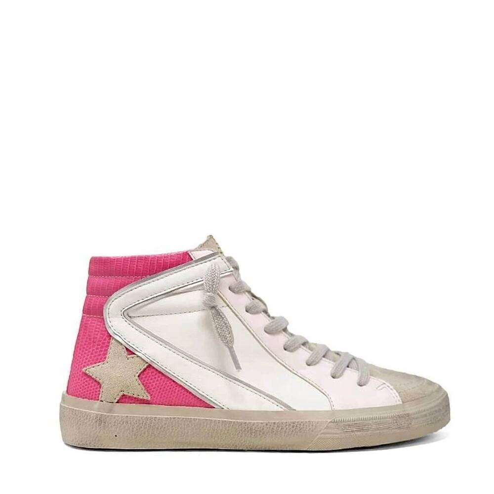 NEW SHU SHOP women's roxanne high-top sneaker in pink lizard